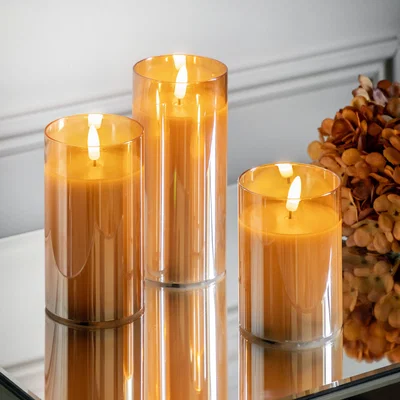 Dunelm Set of 3 LED Candle Votive Gold