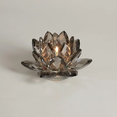 Dunelm 5A Crystal Tealight Holder Grey