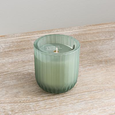 Dunelm Lemongrass Ribbed Glass Candle Green