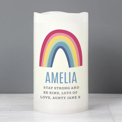 Dunelm Personalised Rainbow LED Candle White