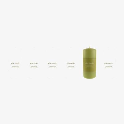 Dunelm Pack of 6 Green Pillar Candles Green