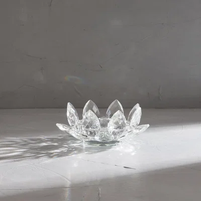 Dunelm Dorma Lotus Pillar Candle Holder Clear