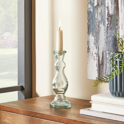 Dunelm Glass Candle Holder Clear Clear