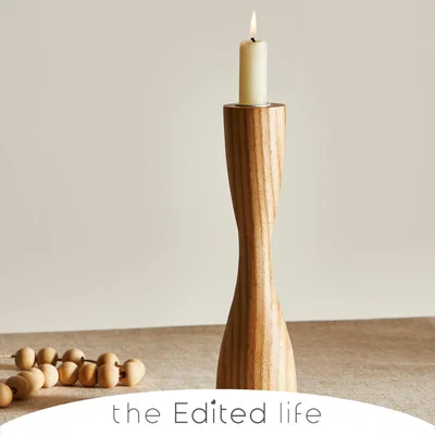 Dunelm Ash Dinner Candle Holder Natural (Brown)