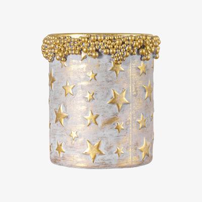 Dunelm Festive Frosty Gold Star Candle Holder Gold