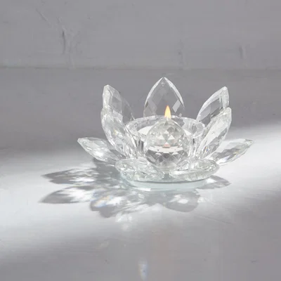 Dunelm Dorma Glass Lotus Tealight Holder Clear