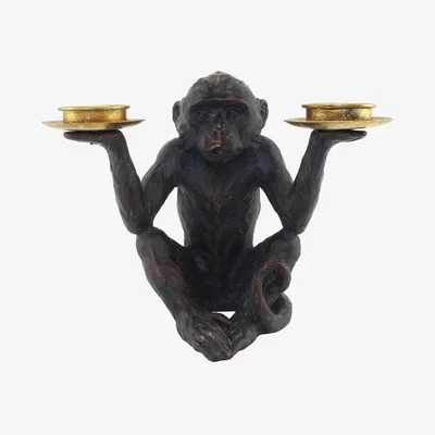 Dunelm Monkey Tealight Holder Bronze