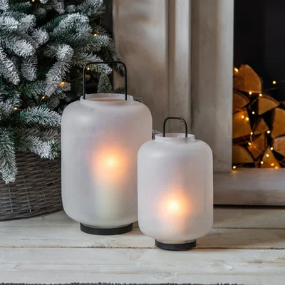 Dunelm Eridge Frosted Glass Lantern Small White