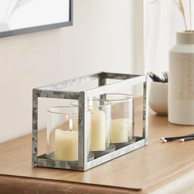 Dunelm Coastal Galvanised Multi Tealight Holder Grey