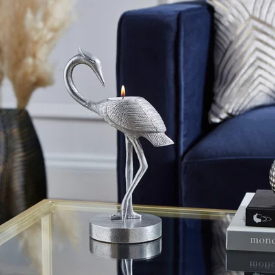 Dunelm Crane Candle Holder Silver