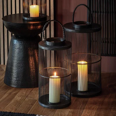 Dunelm Ardingly Bamboo Lantern Black Medium Black