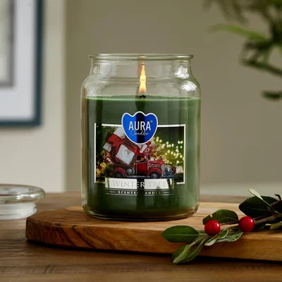 Dunelm Winter Tree Jar Candle Green