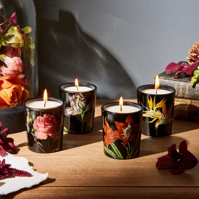 Dunelm Set of 4 Votive Candle Set Black