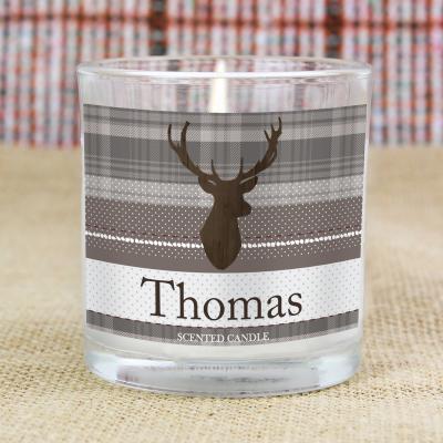 Dunelm Personalised Highland Stag Scented Jar Candle Clear