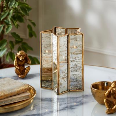 Dunelm Star Shape Hurricane Candle Holder Gold