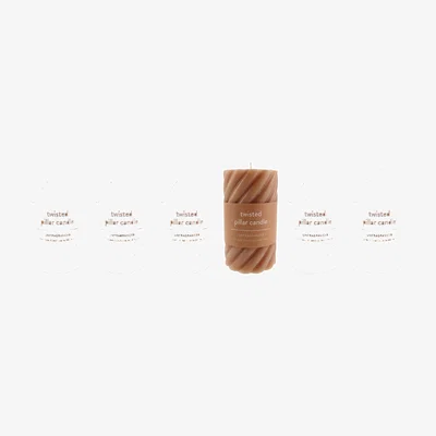 Dunelm Pack of 6 Twisted Pillar Candles Brown