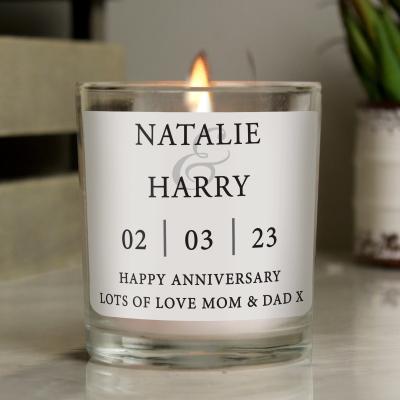 Dunelm Personalised Couples Design Scented Jar Candle White