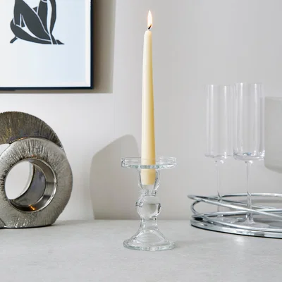 Dunelm Glass Taper Candle Holder Clear