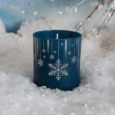Dunelm Let It Snow Candle Navy Blue