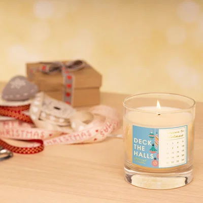 Dunelm Deck The Halls Candle Blue