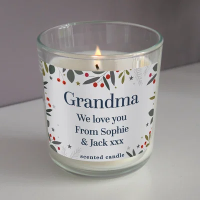 Dunelm Personalised Festive Christmas Scented Jar Candle Clear