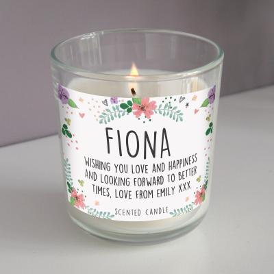 Dunelm Personalised Floral Design Scented Jar Candle MultiColoured