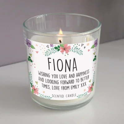 Dunelm Personalised Floral Design Scented Jar Candle MultiColoured