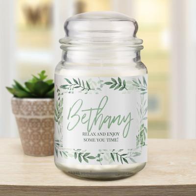 Dunelm Personalised Botanical Large Lidded Scented Jar Candle MultiColoured