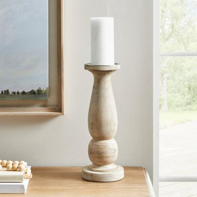 Dunelm Churchgate Turned Wood Candlestick 35cm Natural