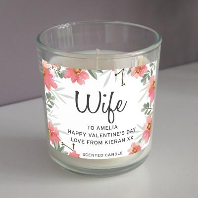 Dunelm Personalised Floral Sentimental Scented Jar Candle MultiColoured