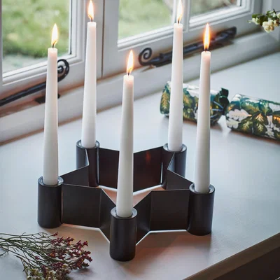 Dunelm Star Shaped Centrepiece Dinner Candle Holder Black
