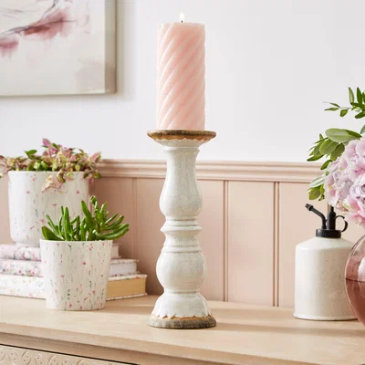 Dunelm Ceramic Pillar Candle Holder Natural