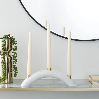 Dunelm Faux Marble Taper Candle Holder Grey
