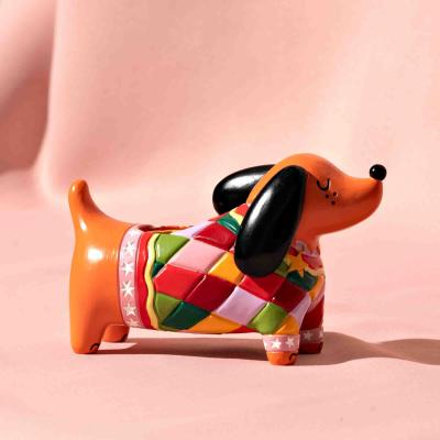 Dunelm Raspberry Blossom Dog Shaped Candle Holder MultiColoured