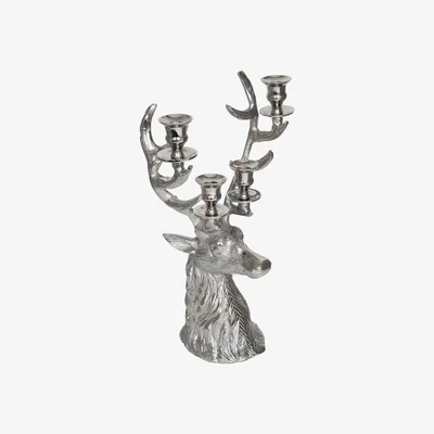 Furniture Village Culinary Concepts - Stag Head Four Candle Holder - Silver