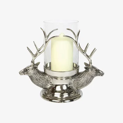 Furniture Village Culinary Concepts - Stag Head Hurricane Lantern - Silver