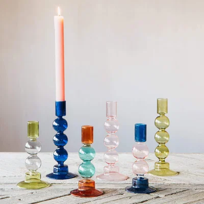 Graham & Green Olive Green Bubble Candle Holder