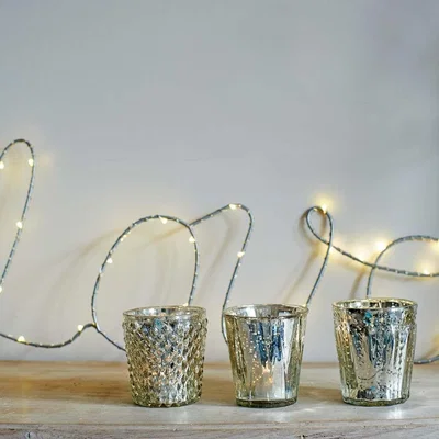 Graham & Green Mercury Bobbles And Triangle Tea Light