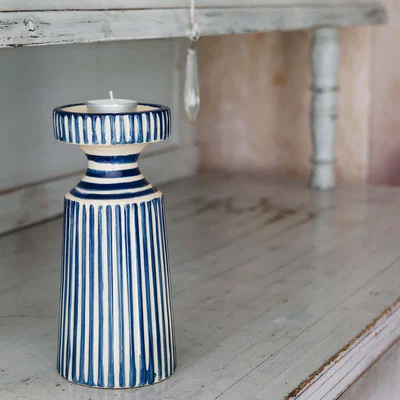Graham & Green Striped Candle Holder