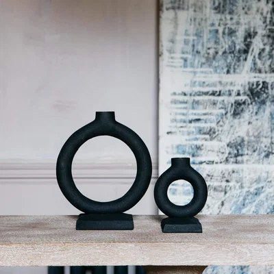 Graham & Green Graham and Green Medium Black Circle Candle Holder