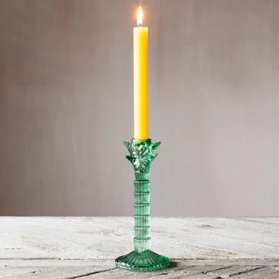 Graham & Green Green Glass Palm Tree Candlestick