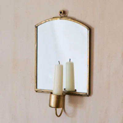 Graham & Green Small Antique Brass Candle Mirror