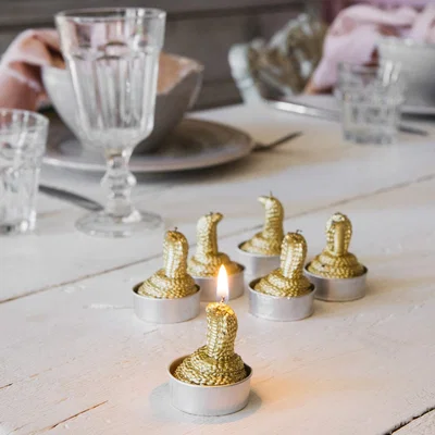 Graham & Green Set of Six Gold Cobra Tea Lights