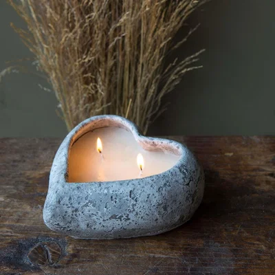 Graham & Green Stone Heart Candle Pot