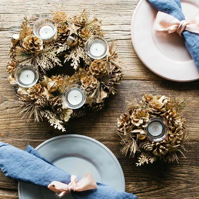 Graham & Green Gold Pinecone Multi Tea Light Holder