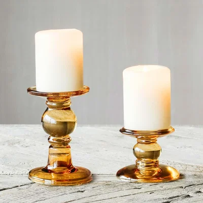 Graham & Green Graham and Green Tall Amber Glass Candle Holder