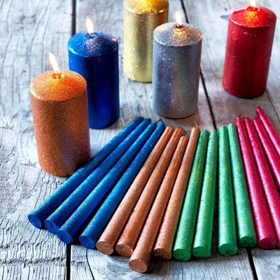 Graham & Green Set of Four Blue Glitter Tapered Candles