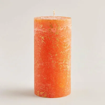 Graham & Green Orange and Cinnamon Gold Marbled Pillar Candle