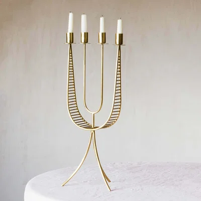 Graham & Green Tall Antique Brass Candelabra