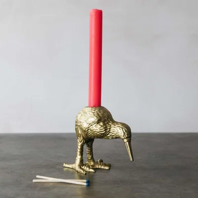 Graham & Green Keith Kiwi Brass Candle Holder